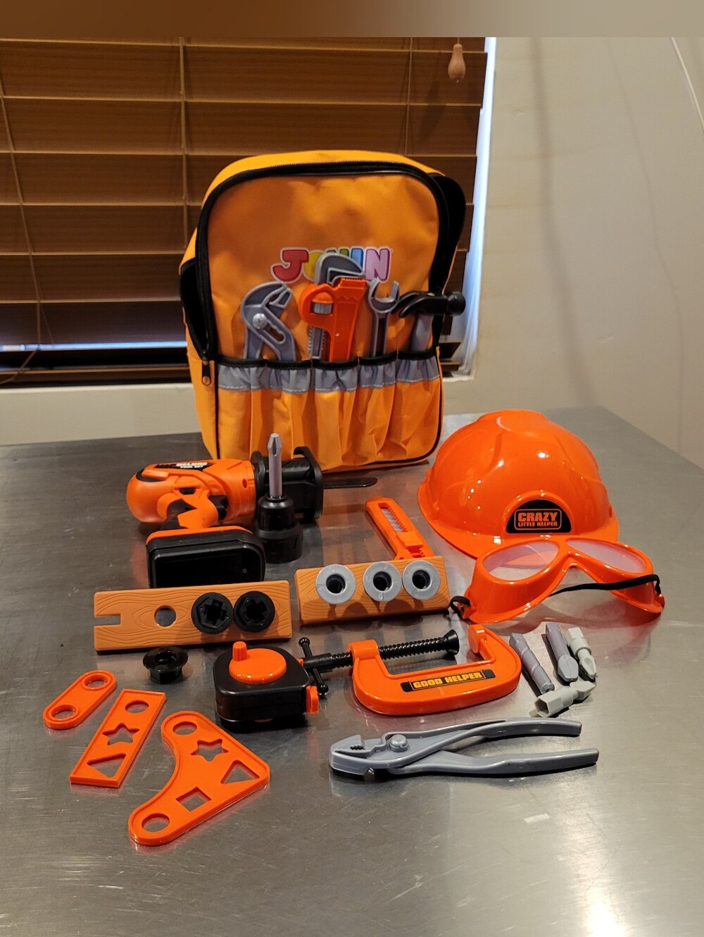 🔦EUC~Kids Tool Set with backpack, hard hat, and goggles